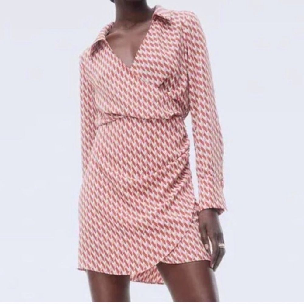 H&M Red/Pink Patterned Wrap Dress